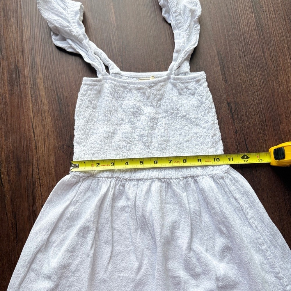 Seaspice Resort Wear White Peruvian Cotton Smocked Ruffle Strap Mini Dress Med - Picture 4 of 8